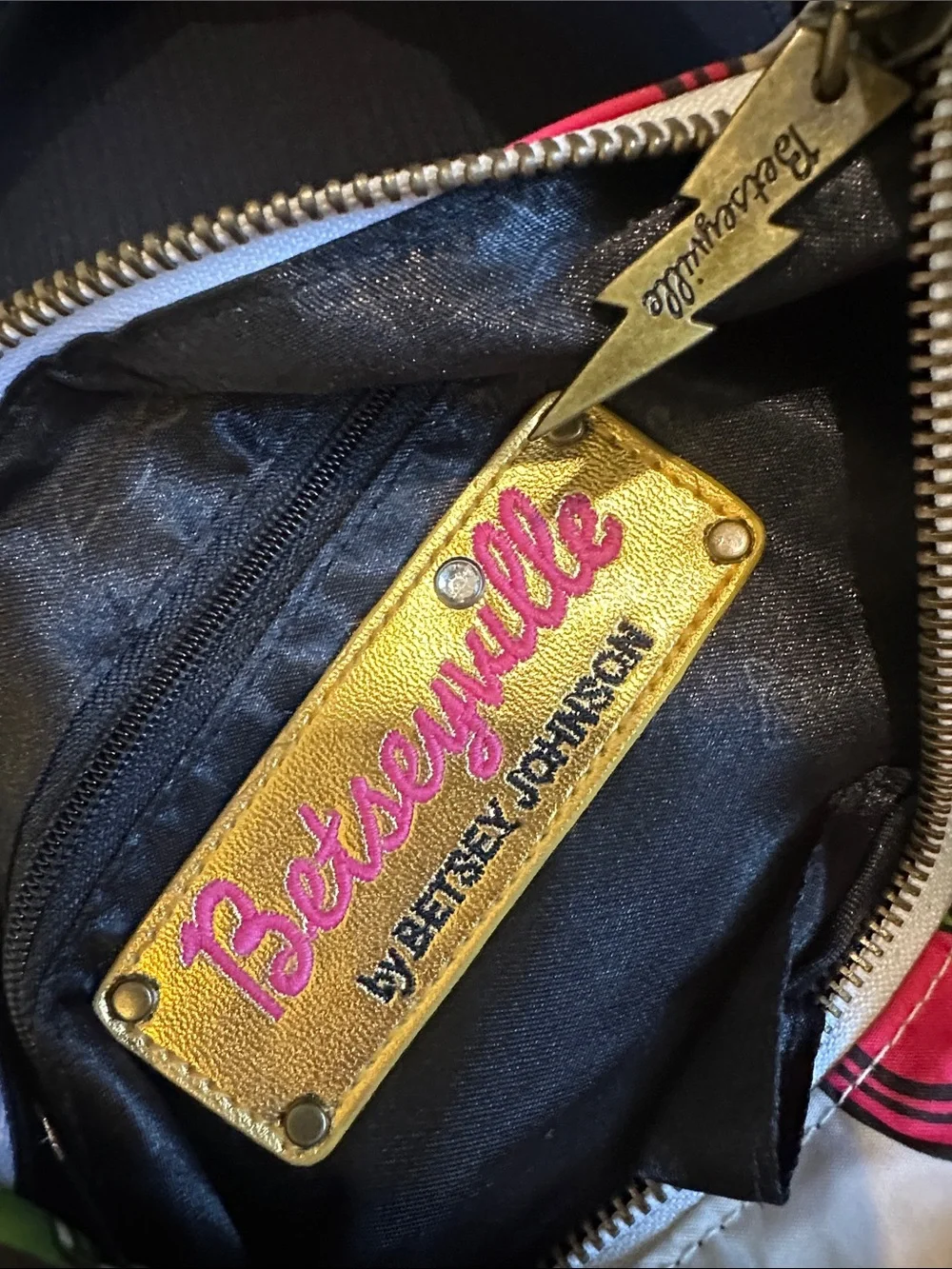 Betsey Johnson Cream Shoulder Bag with Red Cherry Print